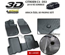 Citroen C3 DS3 3D Paspas Seti Citroen C3 DS3 Havuzlu Bariyerli 3D