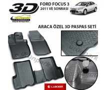 Ford Focus 3 3D Paspas Seti Focus 3 Havuzlu Bariyerli 3D Paspas