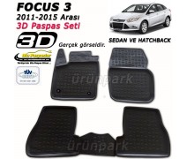 Ford Focus 3 3D Paspas Seti Focus 3 Yüksek Bariyerli 3D Paspas Se