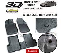 Honda Civic 3D Paspas Seti Civic Havuzlu Bariyerli 3D Paspas Seti