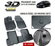 Peugeot 208 3D Paspas Seti 208 Havuzlu Yüksek Bariyerli 3D Paspas
