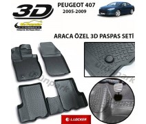 Peugeot 407 3D Paspas Seti 407 Havuzlu Bariyerli 3D Paspas Seti