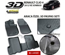 Renault Clio 4 3D Paspas Seti Clio 4 Havuzlu Bariyerli 3D Paspas
