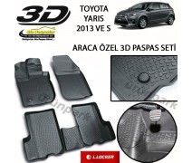 Yaris 3D Paspas Seti Toyota Yaris Havuzlu Bariyerli 3D Paspas Set