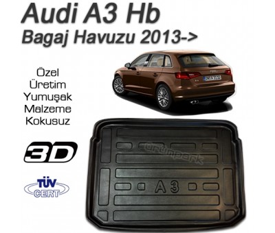 Audi A3 Bagaj Havuzu A3 Bagaj Paspası 2013 Sonrası