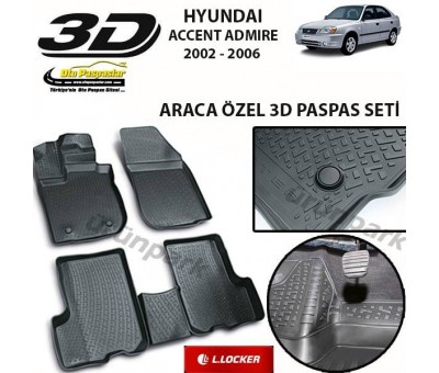 Hyundai Accent Admire 3D Paspas Accent Admire Havuzlu Bariyerli 3