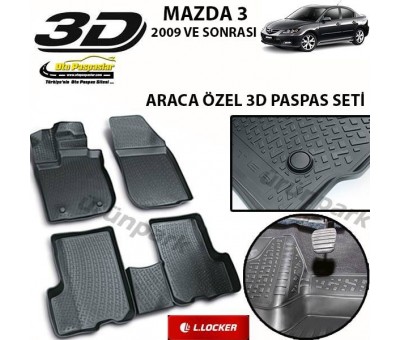 Mazda 3 3D Paspas Seti Mazda 3 Havuzlu Bariyerli 3D Paspas Seti
