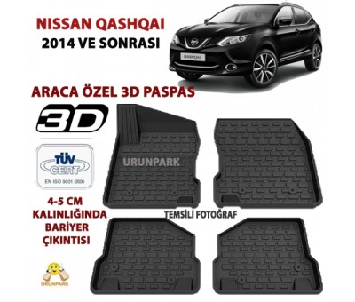 Nissan Qashqai 3D Paspas Seti Qashqai Yüksek Bariyerli 3D Paspas