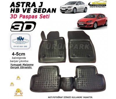 Opel Astra J 3D Paspas Seti Astra J Yüksek Bariyerli 3D Paspas Se