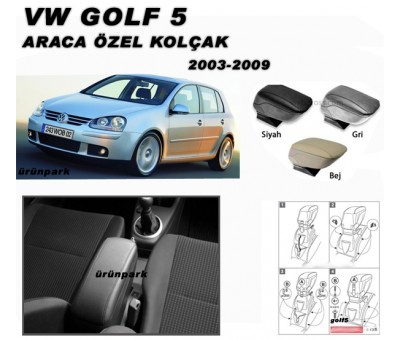 VW Golf 5 Kolçak Kol Dayama Araca Özel 2003-2009